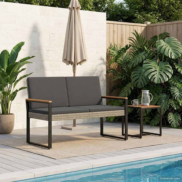 Gartenbank Grau Dunkelgrau Poly Rattan