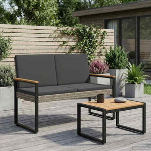 Gartenbank Grau Dunkelgrau Poly Rattan