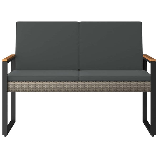 Gartenbank Grau Dunkelgrau Poly Rattan