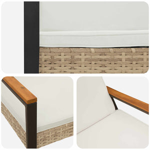 Outdoor Bank Beige Cremeweiß Poly-Rattan