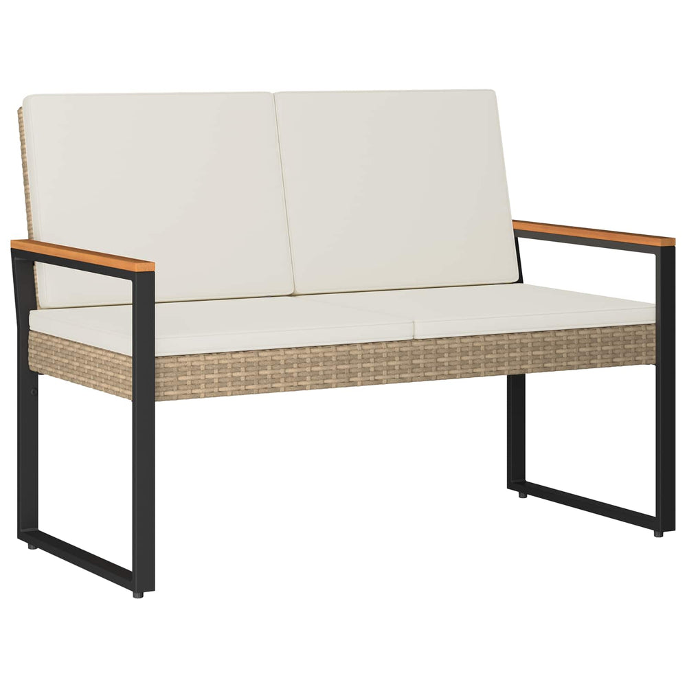 Outdoor Bank Beige Cremeweiß Poly-Rattan