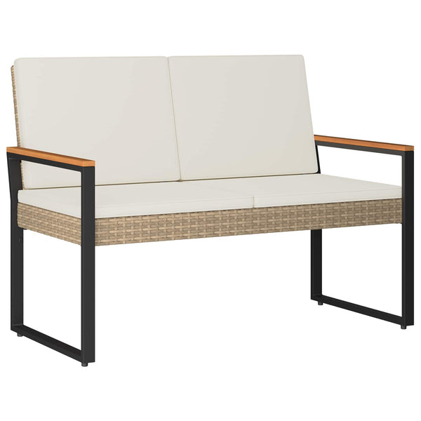 Outdoor Bank Beige Cremeweiß Poly-Rattan