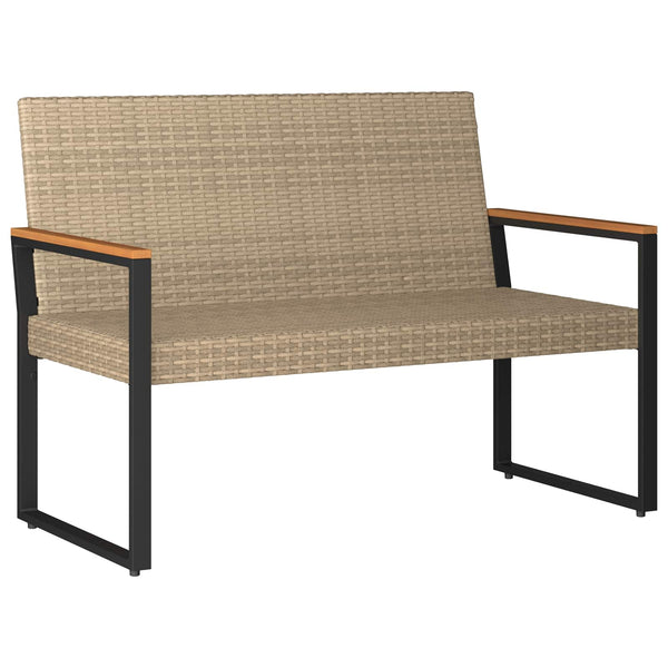 Outdoor Bank Beige Cremeweiß Poly-Rattan
