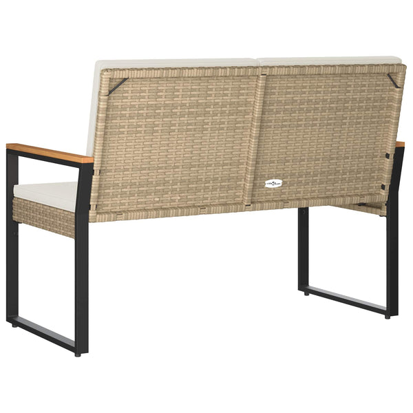 Outdoor Bank Beige Cremeweiß Poly-Rattan