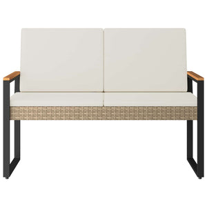 Outdoor Bank Beige Cremeweiß Poly-Rattan