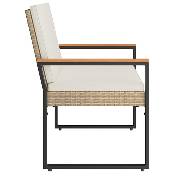 Outdoor Bank Beige Cremeweiß Poly-Rattan