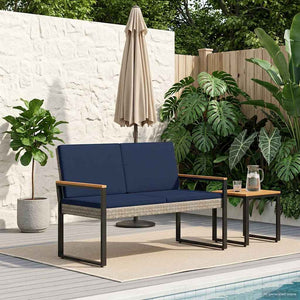 vidaXL Banc d'extérieur gris et bleu marine 107 x 61 x 80 cm en polyrotin