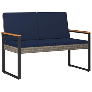 vidaXL Banc d'extérieur gris et bleu marine 107 x 61 x 80 cm en polyrotin