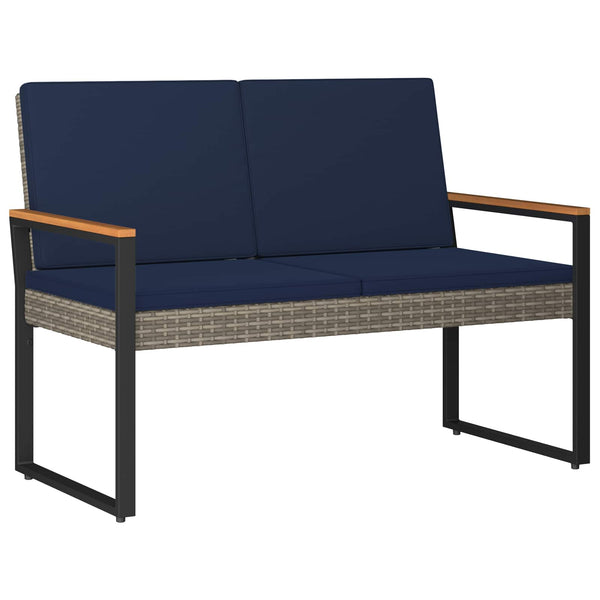 vidaXL Banc d'extérieur gris et bleu marine 107 x 61 x 80 cm en polyrotin
