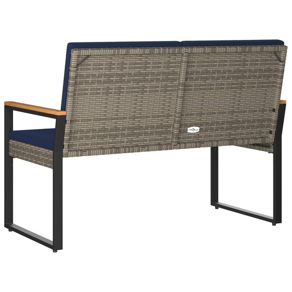 vidaXL Banc d'extérieur gris et bleu marine 107 x 61 x 80 cm en polyrotin