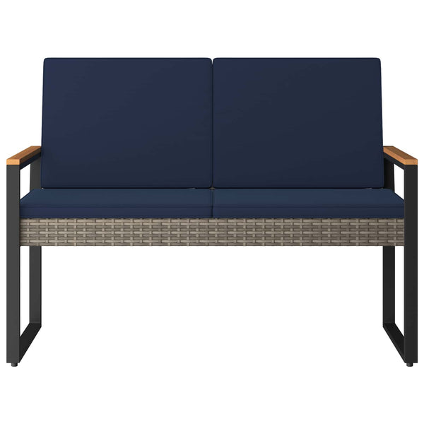 vidaXL Banc d'extérieur gris et bleu marine 107 x 61 x 80 cm en polyrotin
