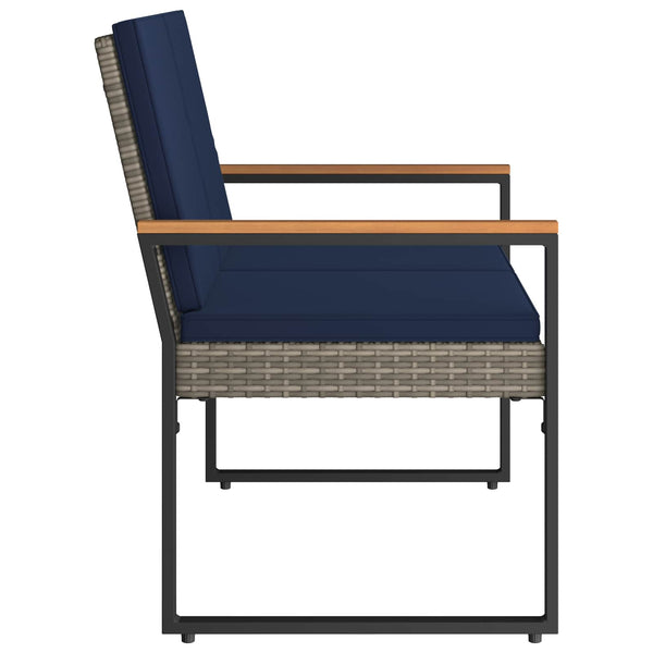 vidaXL Banc d'extérieur gris et bleu marine 107 x 61 x 80 cm en polyrotin