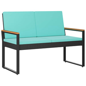 Schwarze Gartenbank Poly-Rattan Türkis 107 cm