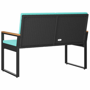 Schwarze Gartenbank Poly-Rattan Türkis 107 cm