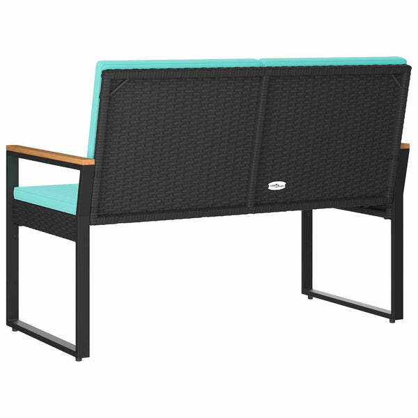 Schwarze Gartenbank Poly-Rattan Türkis 107 cm