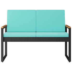 Schwarze Gartenbank Poly-Rattan Türkis 107 cm