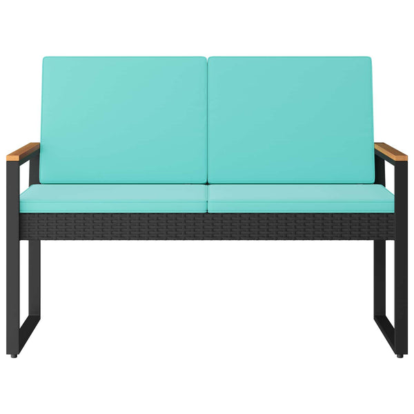 Schwarze Gartenbank Poly-Rattan Türkis 107 cm