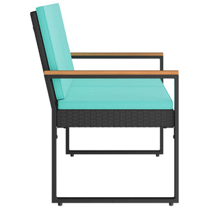 Schwarze Gartenbank Poly-Rattan Türkis 107 cm