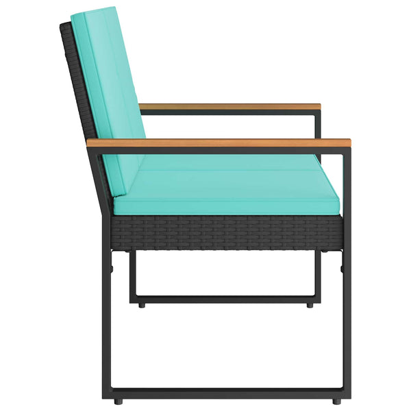 Schwarze Gartenbank Poly-Rattan Türkis 107 cm