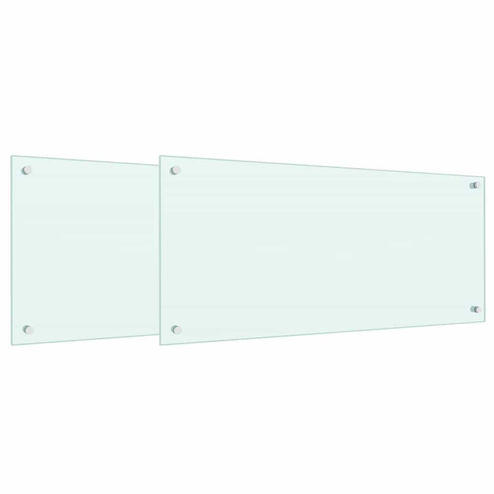 vidaXL Kitchen Splashback 2 pcs White 90 x 40 cm Tempered Glass