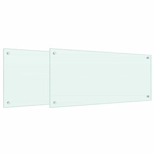 Küchenrückwand 2er Set Weiß Glas 90x40 cm
