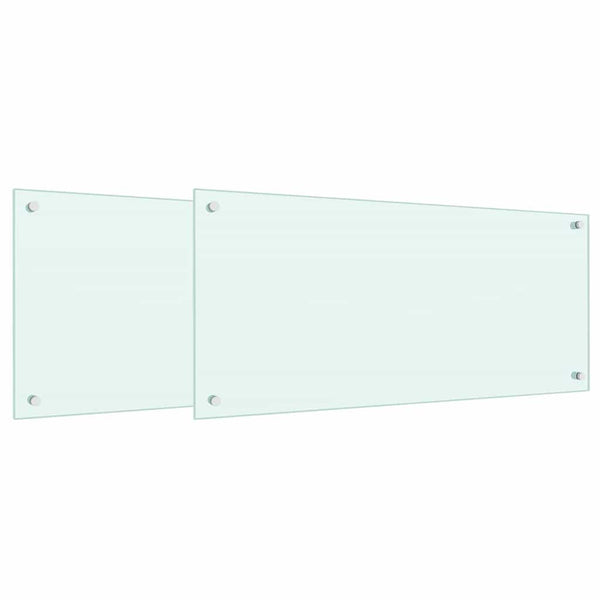 Küchenrückwand 2er Set Weiß Glas 90x40 cm