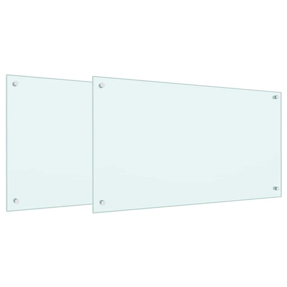 vidaXL Kitchen Backsplash 2 pcs White 90 x 50 cm Tempered Glass