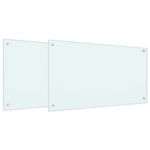 Küchenrückwand 2er Set Weiß Glas 90x50cm
