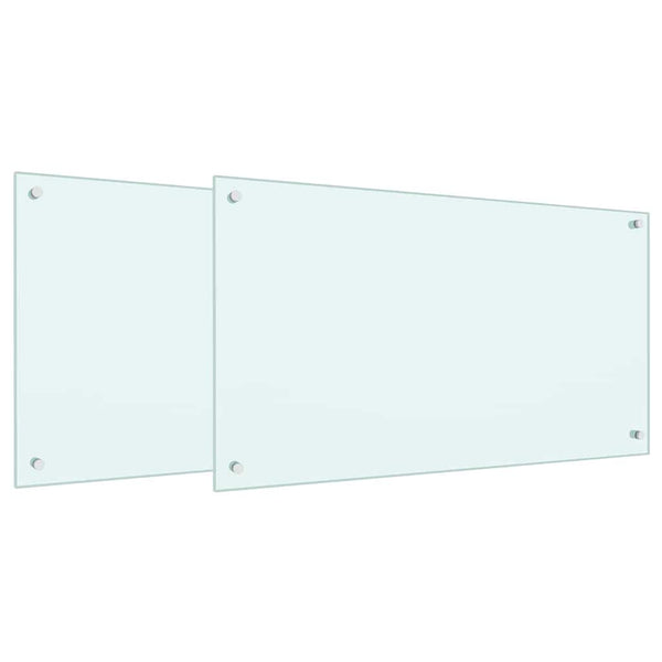 Küchenrückwand 2er Set Weiß Glas 90x50cm