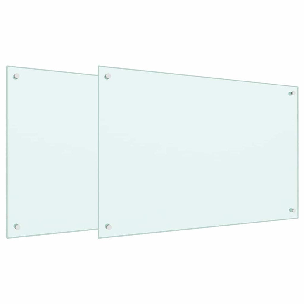 vidaXL Kitchen Splashback 2 pcs White 90 x 60 cm Tempered Glass