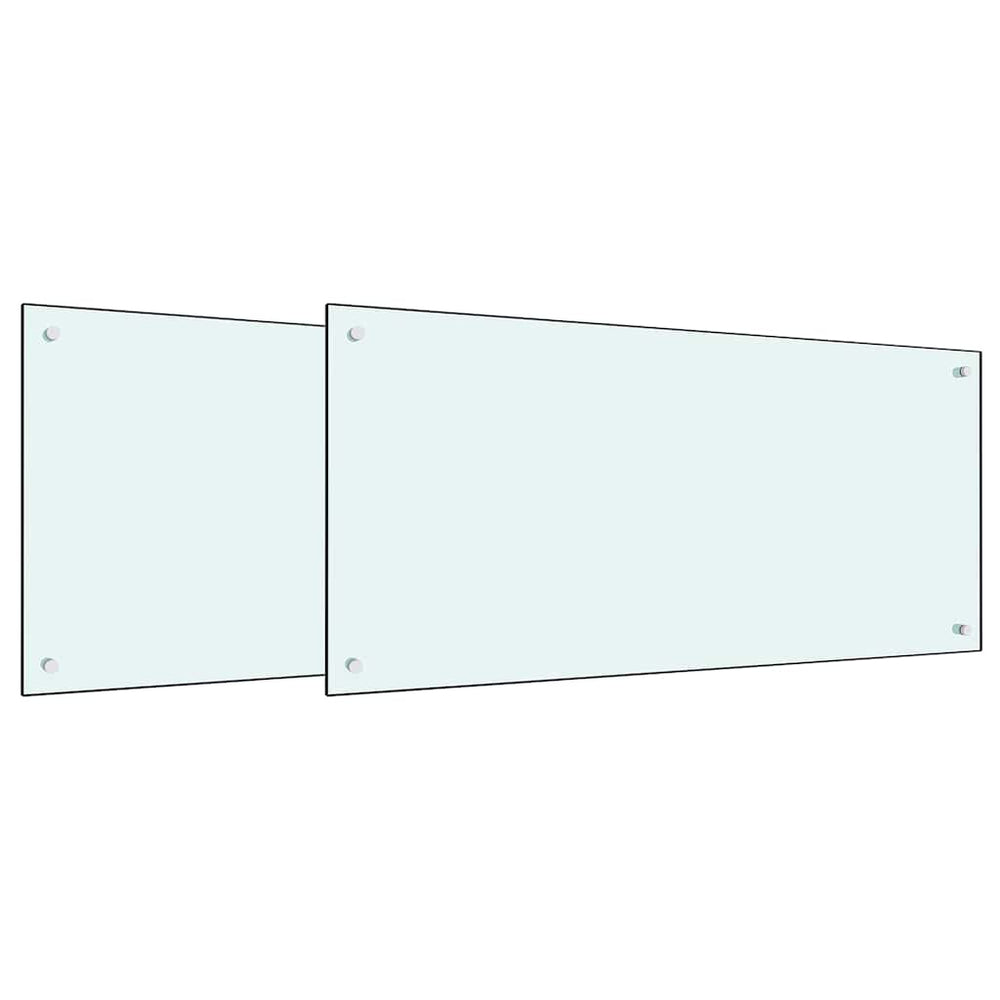 vidaXL Kitchen Splashback 2 pcs White 100 x 50 cm Tempered Glass