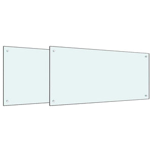 Küchenrückwand 2er Set Weiß Glas 100x50cm