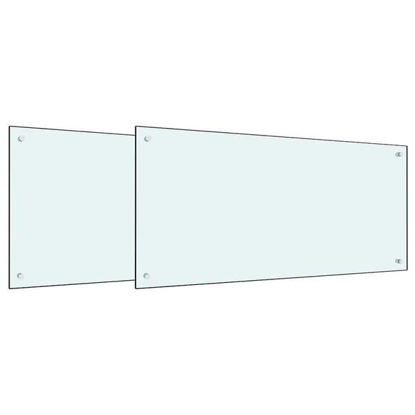Küchenrückwand 2er Set Weiß Glas 100x50cm