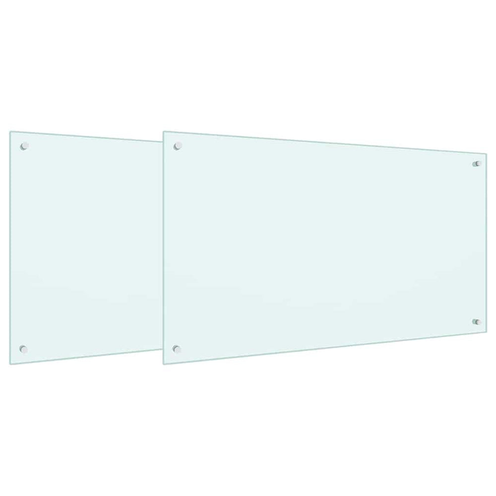 vidaXL Kitchen Splashback 2 pcs White 100 x 60 cm Tempered Glass