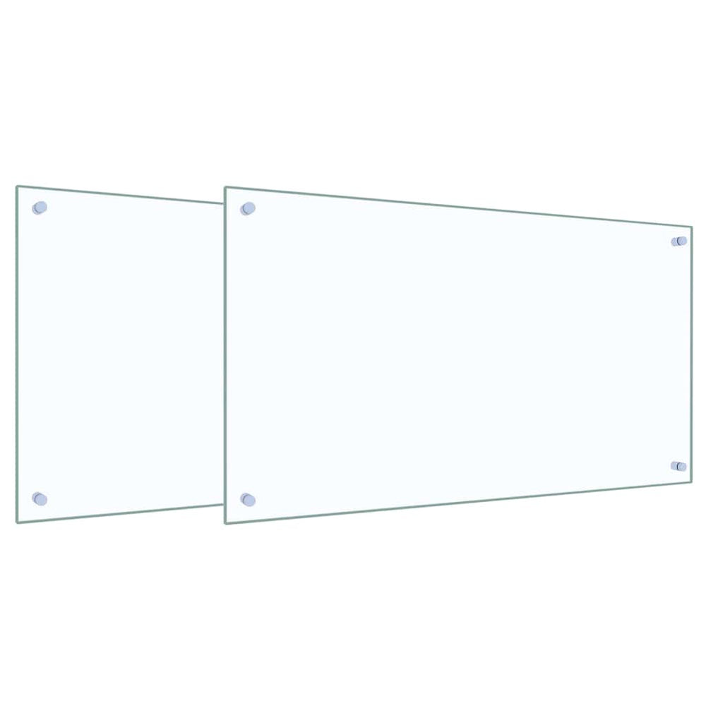 vidaXL Kitchen Splashback 2 pcs Transparent 90 x 50 cm Tempered Glass