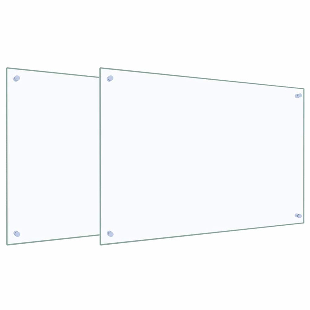 vidaXL Kitchen Splashback 2 pcs Transparent 90 x 60 cm Tempered Glass