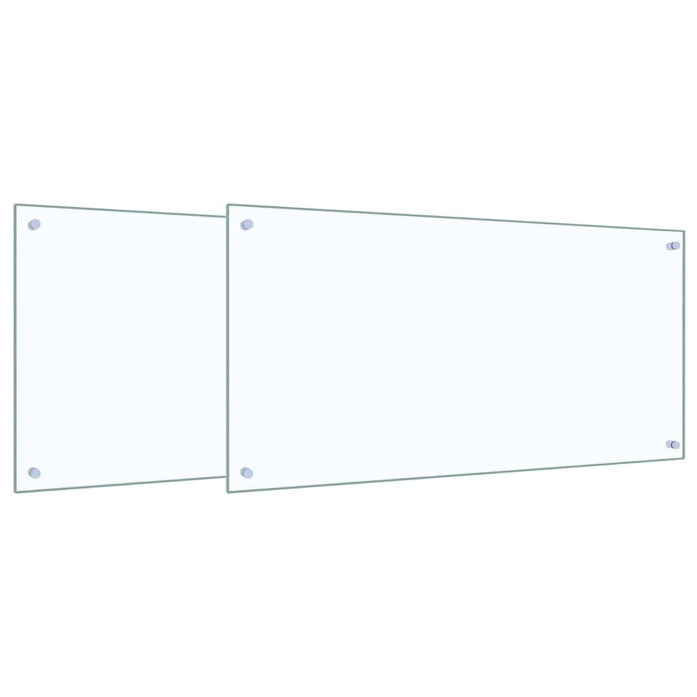 vidaXL Kitchen Splashback 2 pcs Transparent 100 x 50 cm Tempered Glass