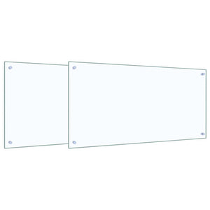 Küchenrückwand 2er Set, Transparentes Glas, 100x50cm