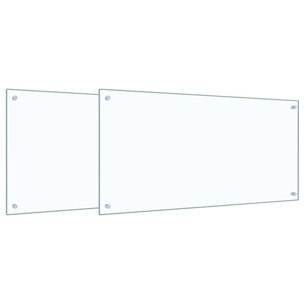 Küchenrückwand 2er Set, Transparentes Glas, 100x50cm