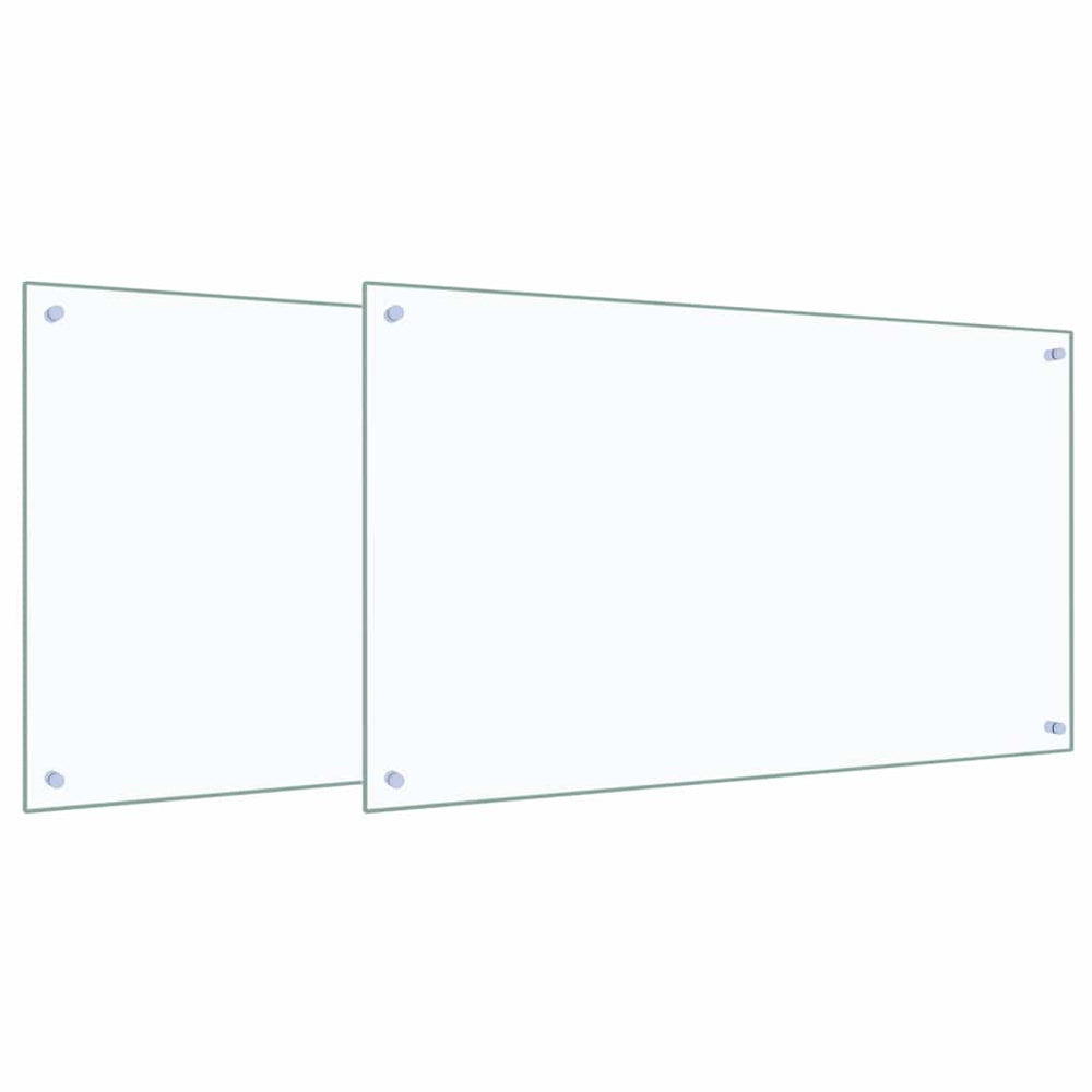 vidaXL Kitchen Splashback 2 pcs Transparent 100 x 60 cm Tempered Glass
