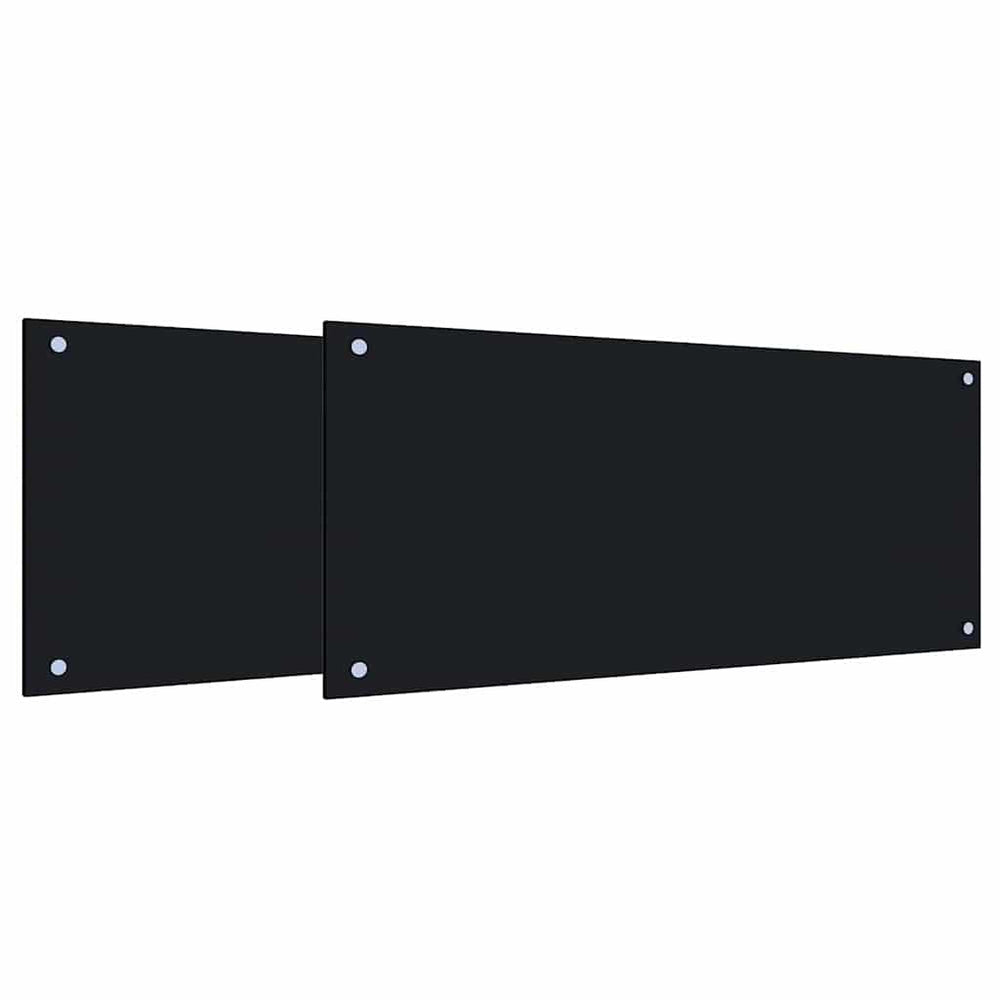 vidaXL Kitchen Splashback 2 pcs Black 90 x 40 cm Tempered Glass