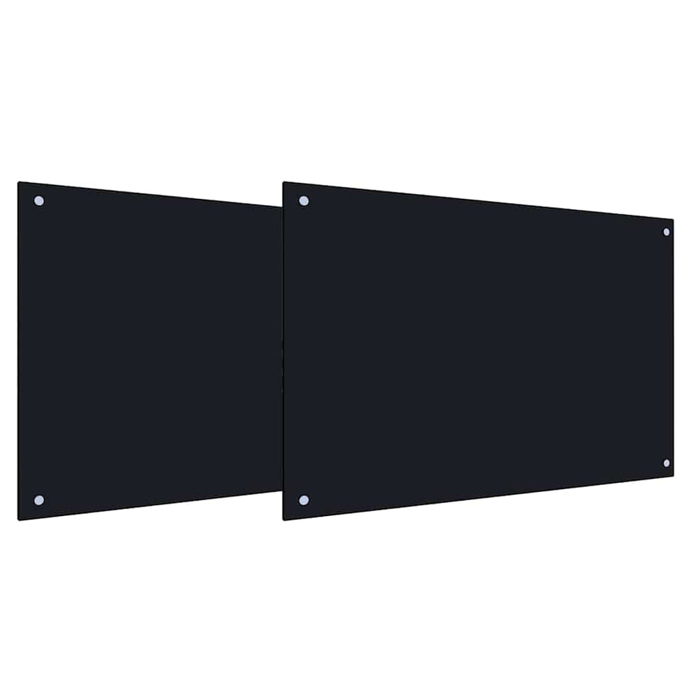 vidaXL Kitchen Splashback 2 pcs Black 90 x 50 cm Tempered Glass