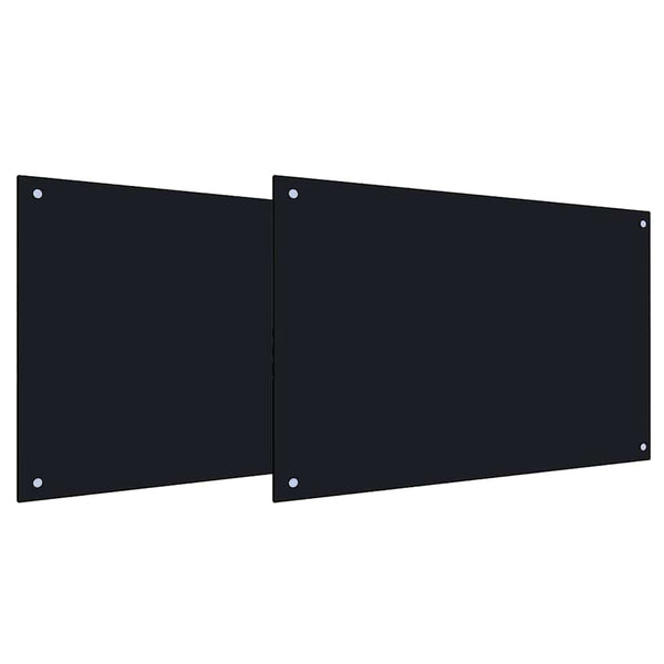 Schwarze Küchenrückwand aus Glas, 2er-Set