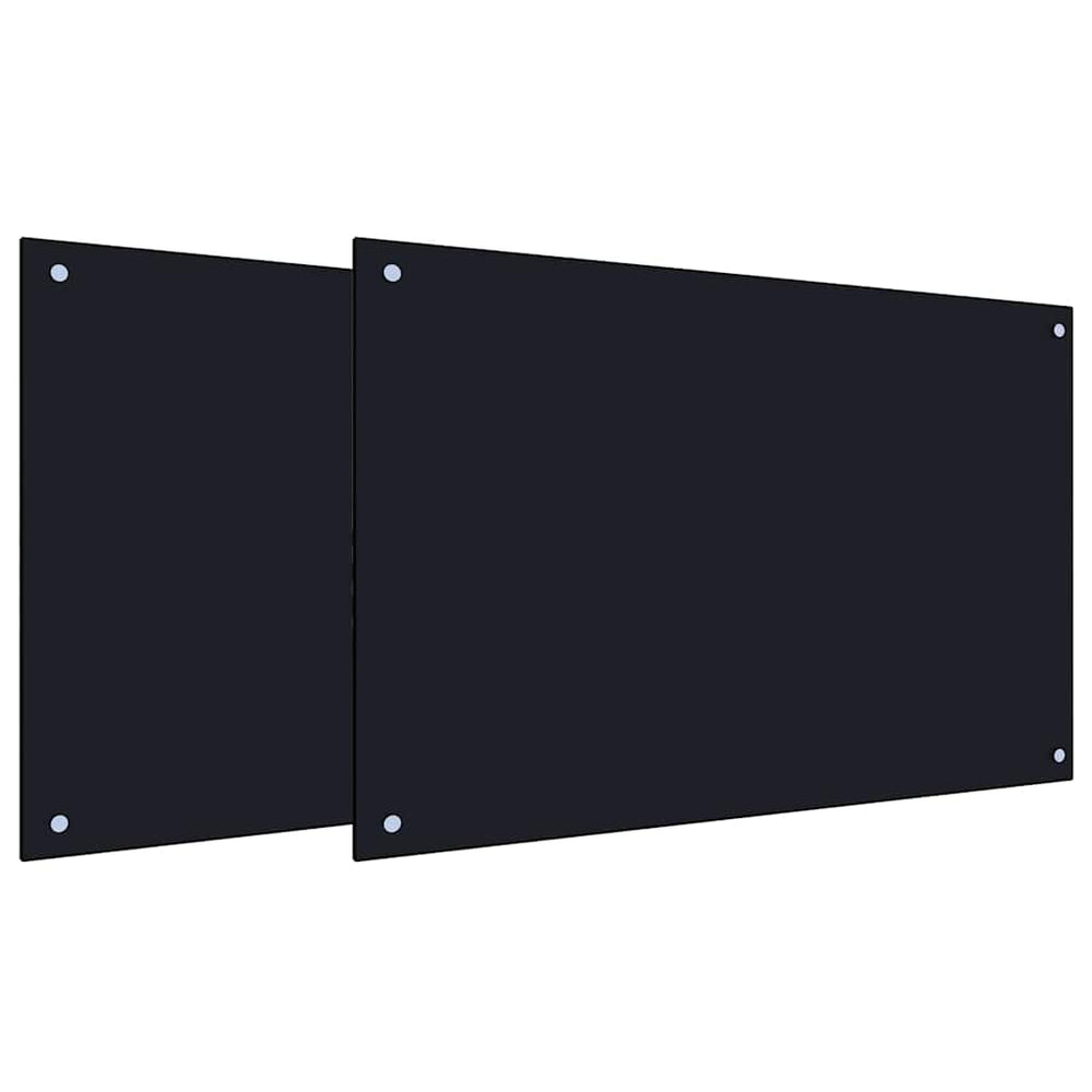 vidaXL Kitchen Splashback 2 pcs Black 90 x 60 cm Tempered Glass