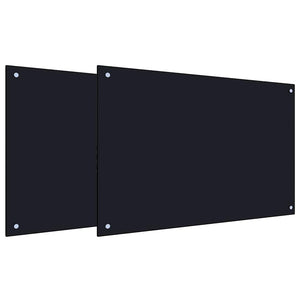 Schwarze Küchenrückwand aus Glas, 2er-Set