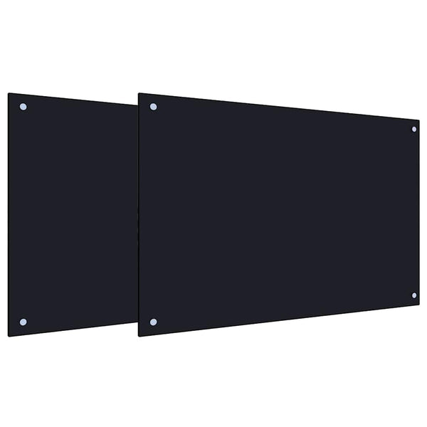 Schwarze Küchenrückwand aus Glas, 2er-Set