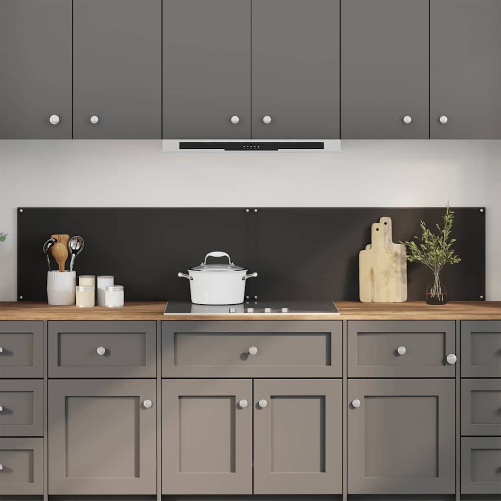 Schwarze Küchenrückwand aus Glas, 2 Stück