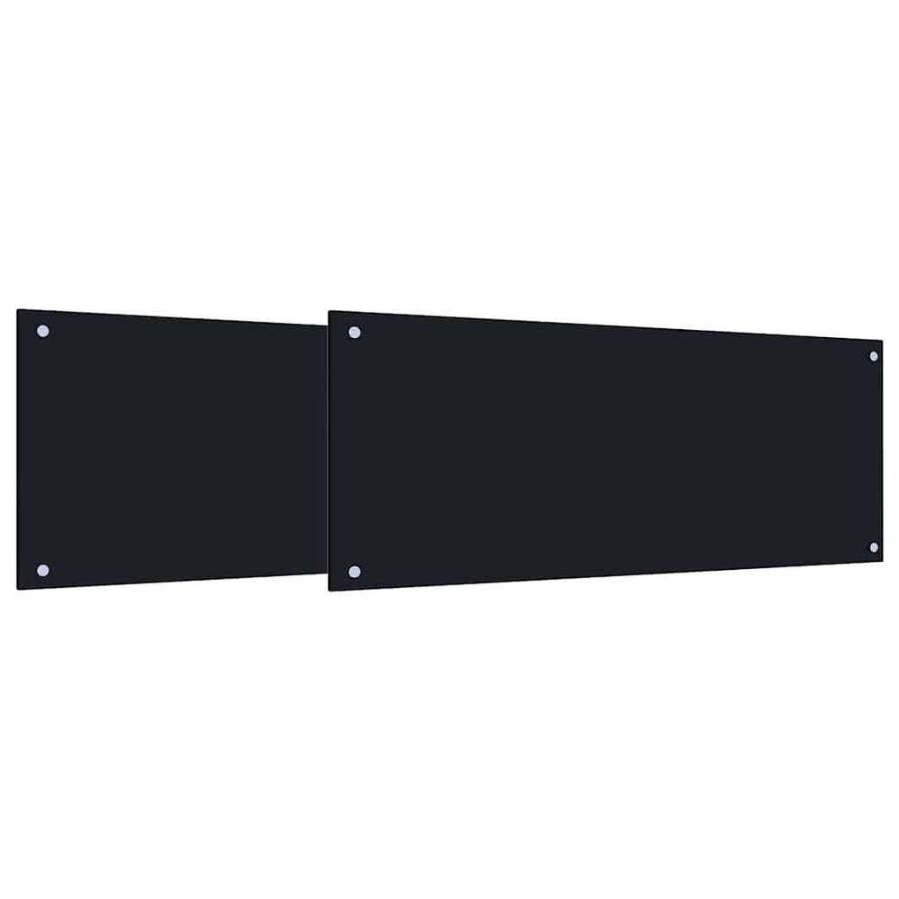 vidaXL Kitchen Splashback 2 pcs Black 100 x 40 cm Tempered Glass
