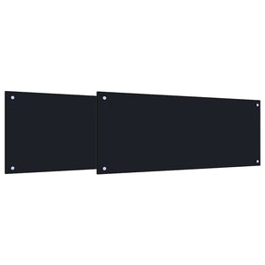 Schwarze Küchenrückwand aus Glas, 2 Stück