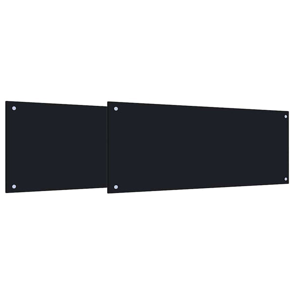 Schwarze Küchenrückwand aus Glas, 2 Stück